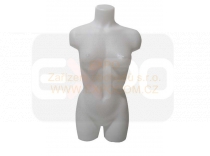 Figurína plastové dámské torzo 3/4 těla rovné, bílá