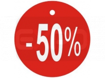 Visačky kulaté, Ø80mm, '-50%'