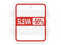 Visačky '-50%', červená barva